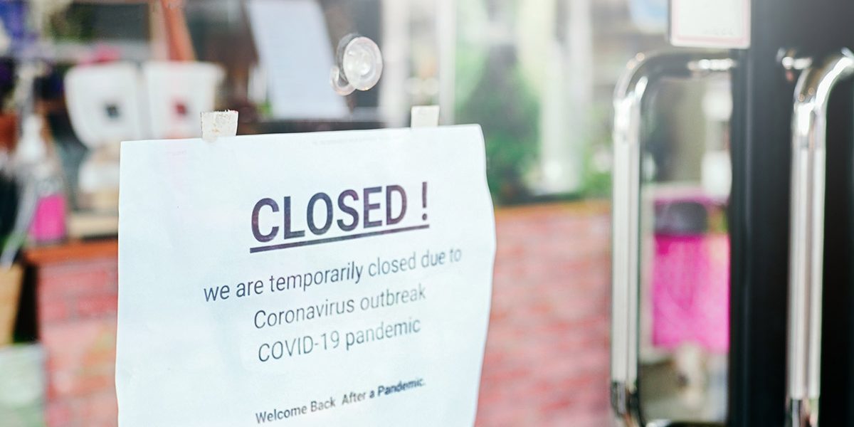 Closed notice on door entrance cafe restaurant or business office store is closed due to the effect of Coronavirus COVID-19 pandemic ,2nd