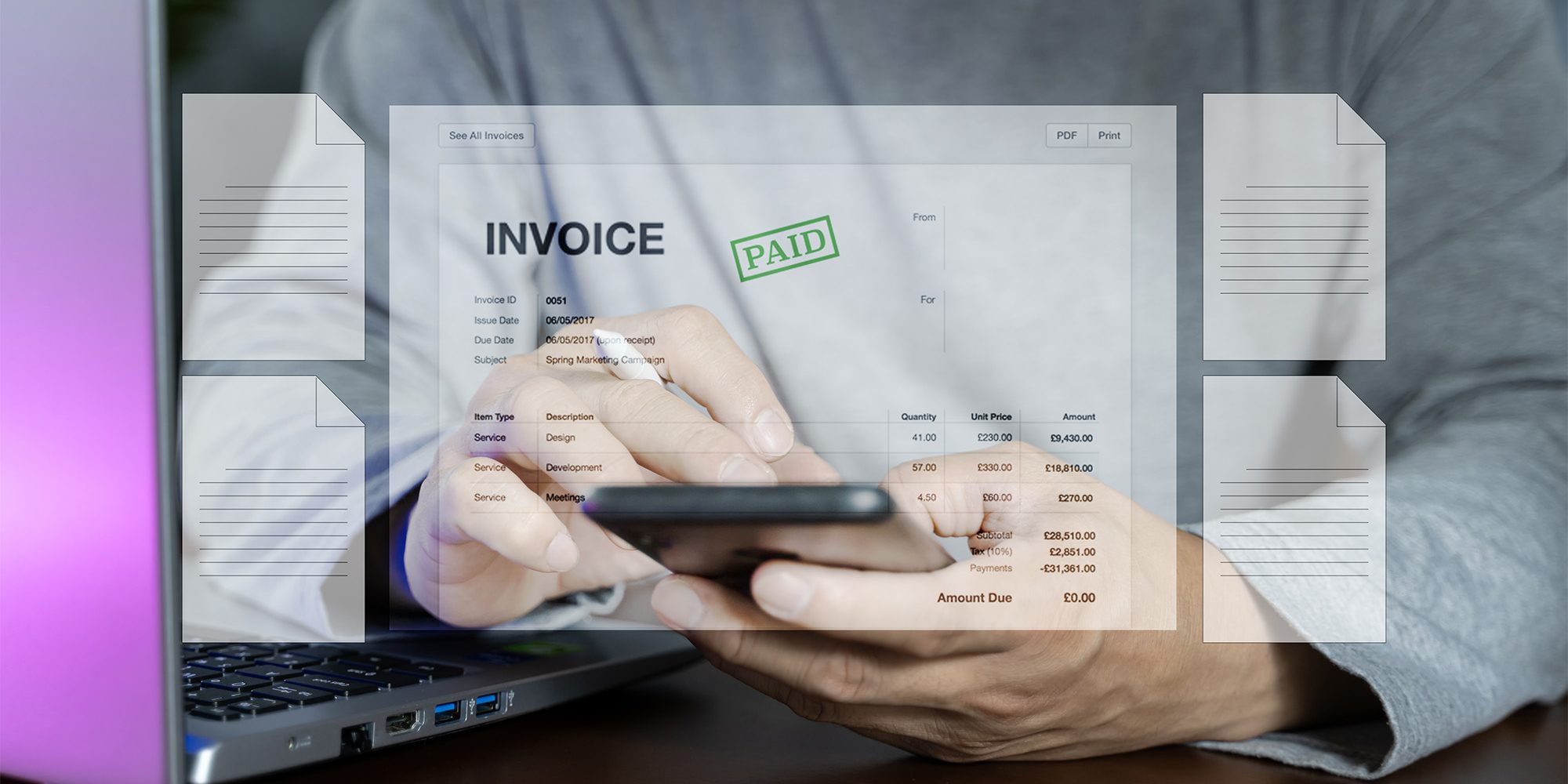 Document digital invoices or payment receipts on your smartphone