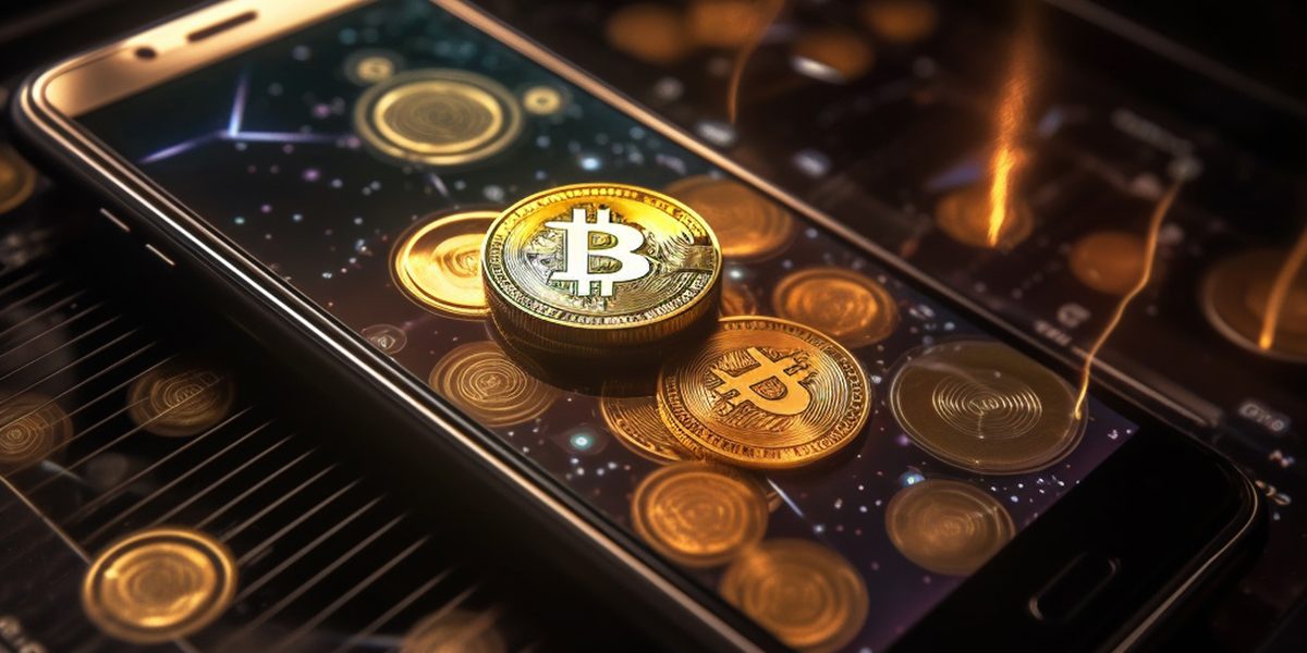 cyrpto coin deposited on phone illustration design